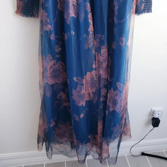 blue and white boho dress Wedtrend Women Blue Floral Casual Dress A Line Spaghetti Straps Boho Maxi  Summer Dress – WEDTREND
